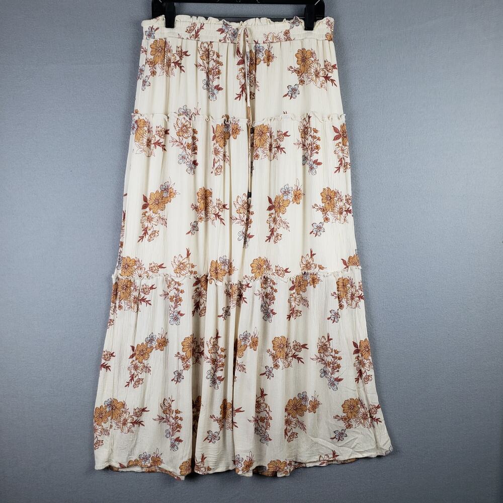 Floral Cream Tiered Maxi Skirt